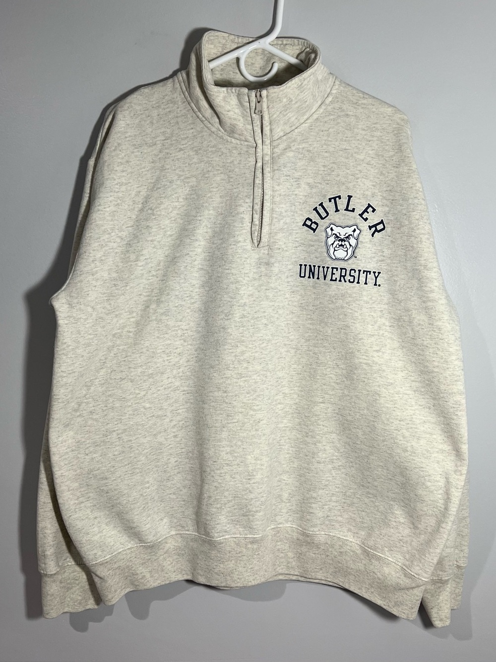 Champion Butler University Bulldogs Beige 1/4 Pullover Sweatshirt Mens XL